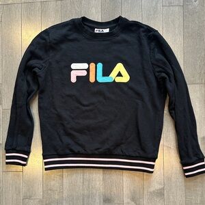 Fila Black Crewneck Sweater with Multicolor Logo